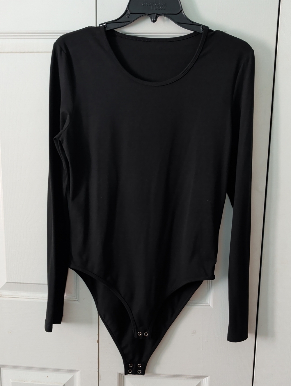 Long Sleeve Black Bodysuit - Classic Scoop Neck